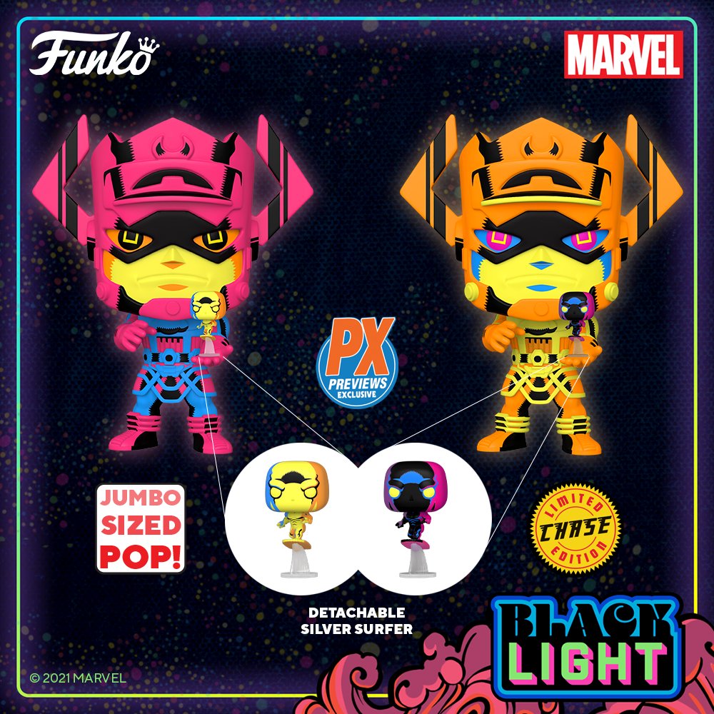 Funko Pop! Marvel: Fantastic Four - 10 inch Blacklight Galactus w/ Silver Surfer PX Exclusive